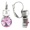 thumbnail image 1 of Swarovski 8mm Rosaline Pink Pearl and 12mm Crystal Rose Leverback Earrings Nickel Free, 1 of 4