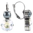 thumbnail image 1 of Swarovski 8mm Tahitian pearl and 12mm Crystal Moonlight Cushion Cut Leverback Earrings Nickel Free, 1 of 3