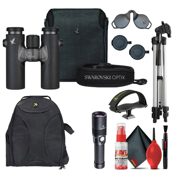Swarovski 8x30 CL Companion Binocular (Anthracite, Wild Nature Accessories Package) + 6FT Tripod + Padded Backpack + Binocular Tripod Adapter + Flashlight + Cleaning Kit