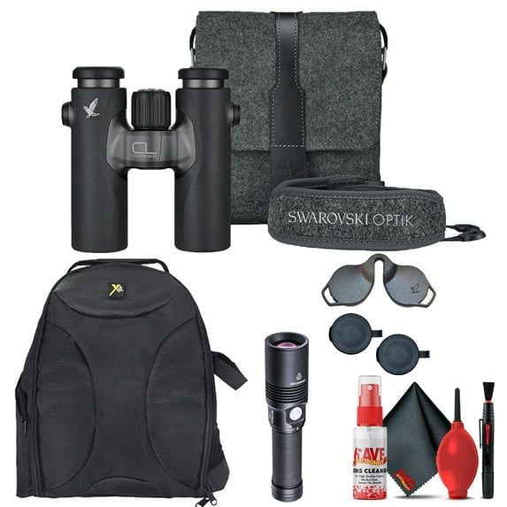 Swarovski 8x30 CL Companion Binocular (Green, Northern Lights Accessories Package) + Padded Backpack + Flashlight + Cleaning Kit