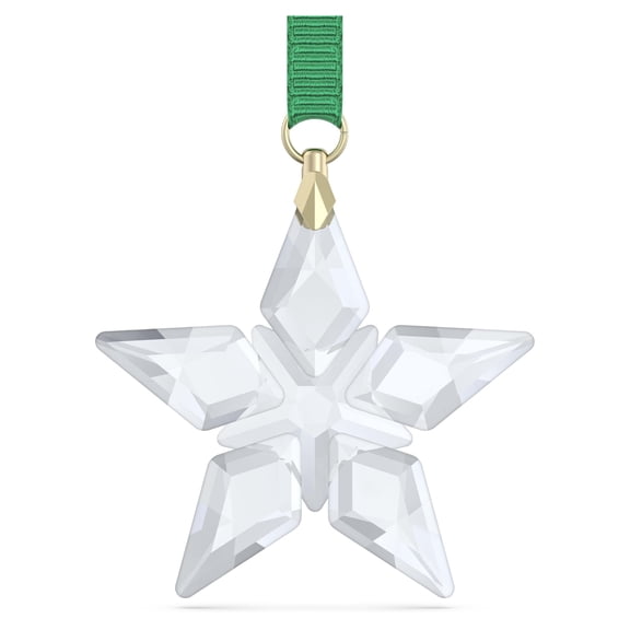 Swarovski Annual Edition 2023 Little Star Ornament with Green Ribbon and Gold-Tone Finished Accents, Part of the Swarovski Annual Edition Collection