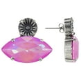 thumbnail image 1 of Swarovski Antique Silver Flower Large Navette Stud Earrings Featuring 32mm by 17mm shown in Ultra Pink AB Nickel Free, 1 of 3