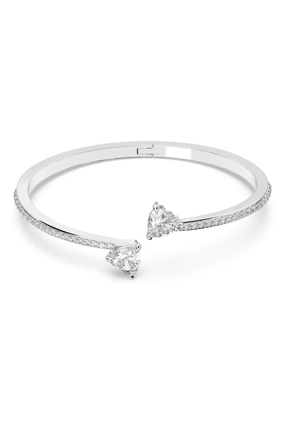 Attract Soul Bangle Heart - White - Rhodium Plated