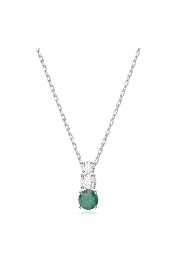 Attract Trilogy pendant Round cut, Green, Rhodium plated -5646717