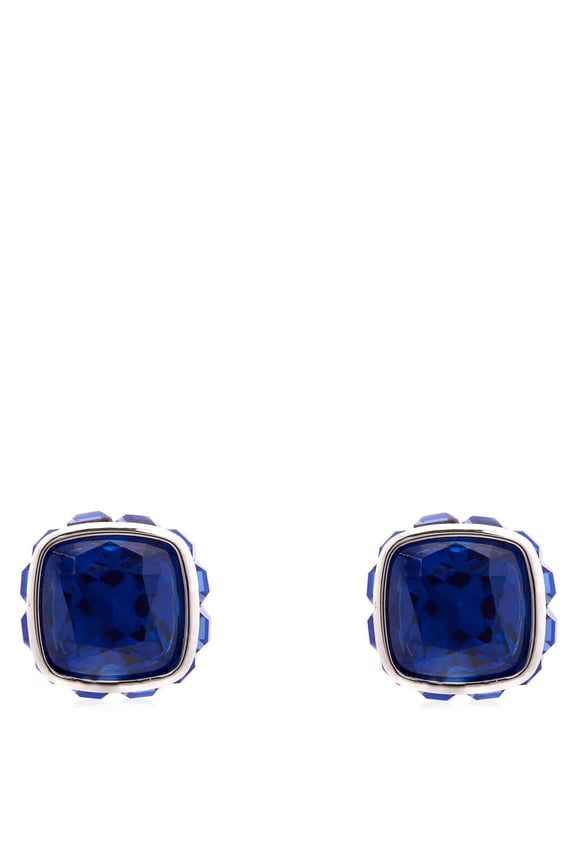 Birthstone Pierced Earrings Studs September Rhodium Shiny Blue