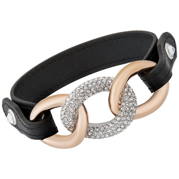 Swarovski Bound Leather and Chain Crystal Pavé Bracelet for Women 5080041
