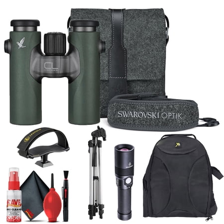 Swarovski CL 10X30 + Northern Green Accessory Package + Padded Backpack + Flashlight + 6FT Tripod + Binocular Tripod Adapter + 6Ave Cleaning Kit