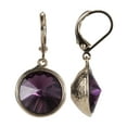 thumbnail image 1 of Swarovski Casted Lever back Earrings in 12mm Rivoli Amethyst Nickel Free, 1 of 4