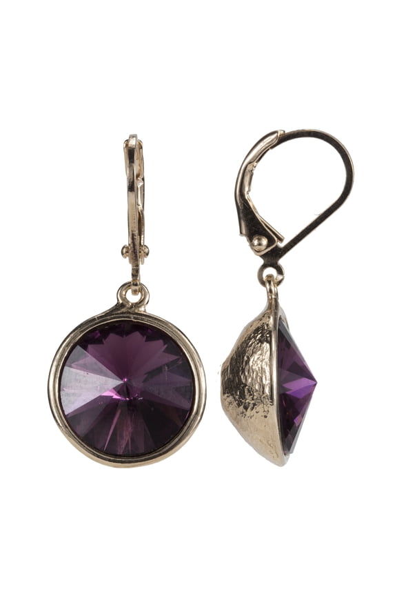 Swarovski Casted Lever back Earrings in 12mm Rivoli Amethyst Nickel Free