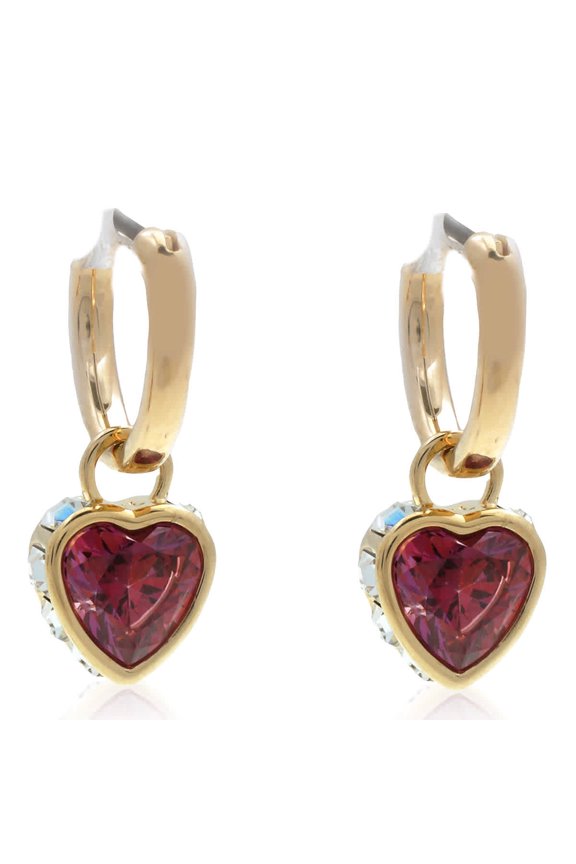 Chroma Pierced Earrings Mini Hoop Drop Heart Gold Shiny Red