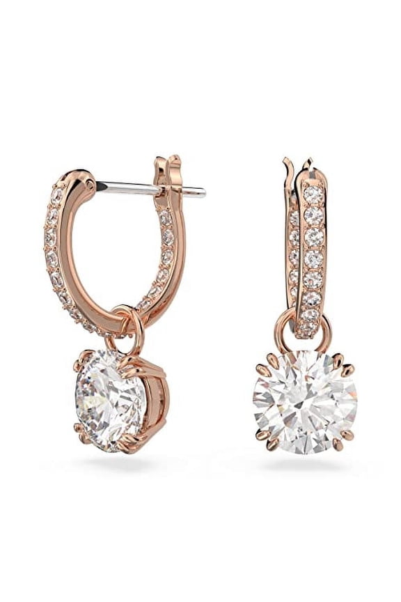 Constella Pierced Drop Earrings, White Swarovski Crystals on a Rose Gold-Tone Finish Setting, Part of the Swarovski Constella Collection