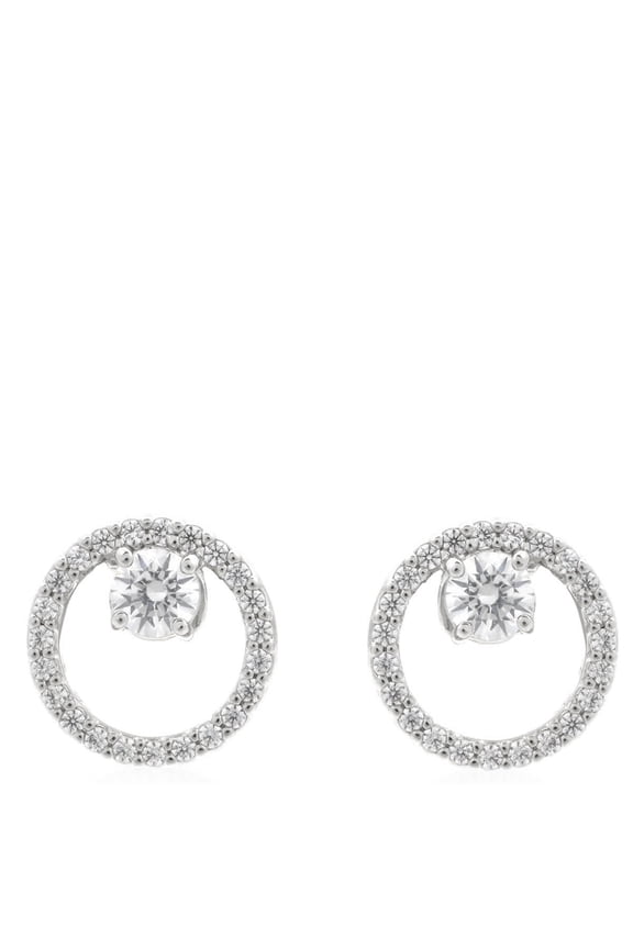 Constella Pierced Earrings Stud Cz Rhodium Shiny White