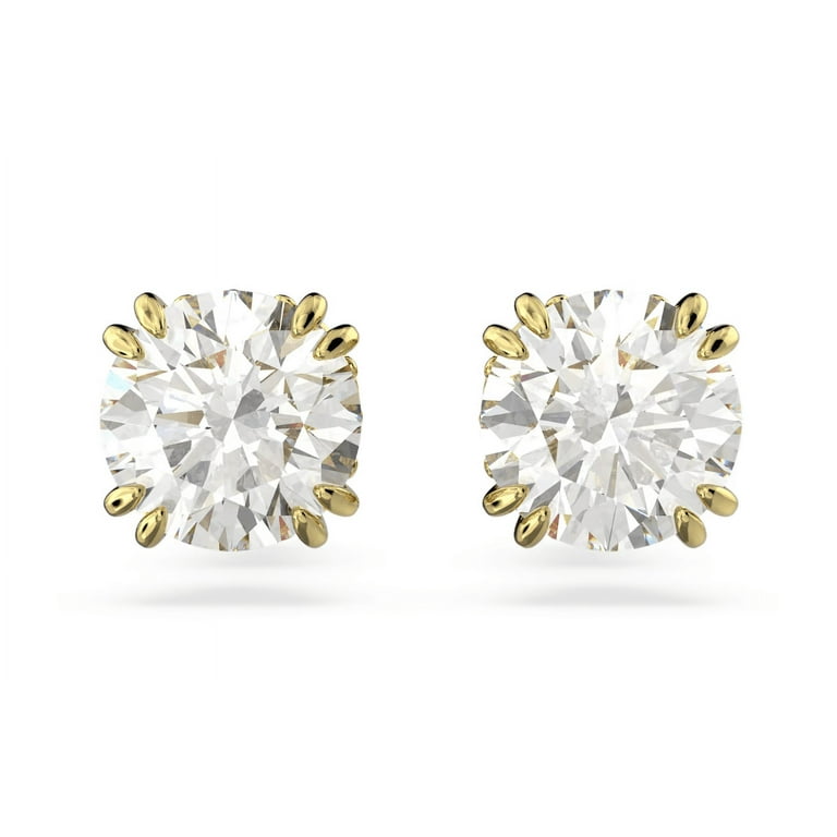 Swarovski Constella Jewelry Earrings, Round Cut, White, Gold-tone