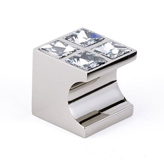Alno 1" Contemporary II Knob With 4 Crystals - Clear / Polished Nickel