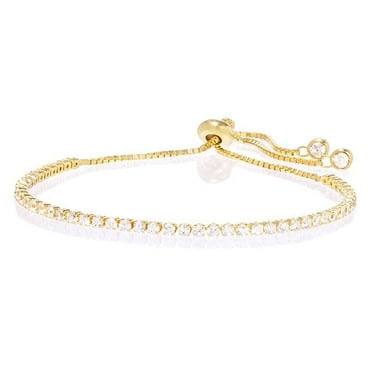 Amy and  Annette 14K Gold Adjustable Tennis Bracelet with crystals from Swarovski in 14K Plated