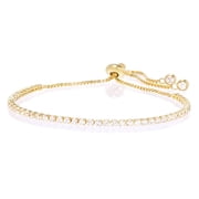 Amy and Annette 14K Gold Adjustable Tennis Bracelet with crystals in 14K Gold Plated