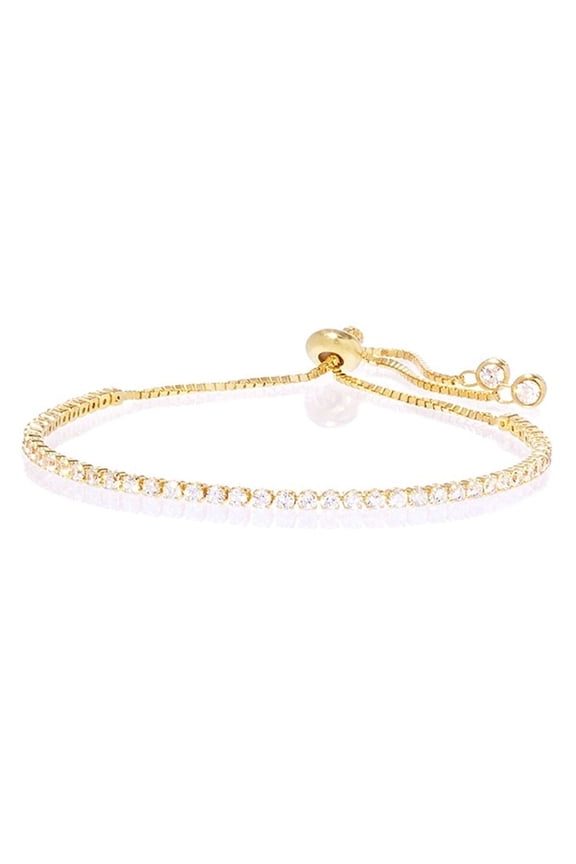 14K Gold Adjustable Tennis Bracelet with crystals in 14K Gold Plated