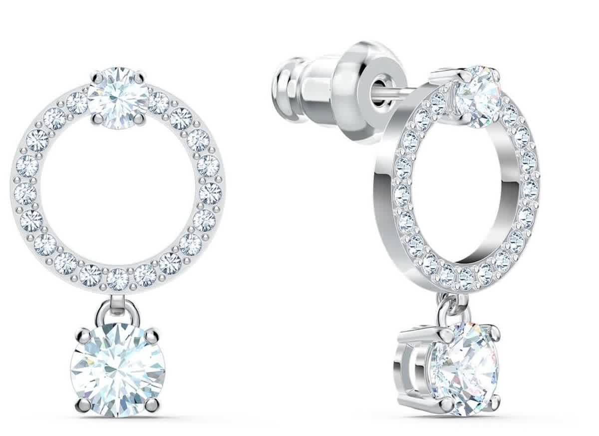 Swarovski Crystal Attract Circle Pierced Earrings White Rhodium