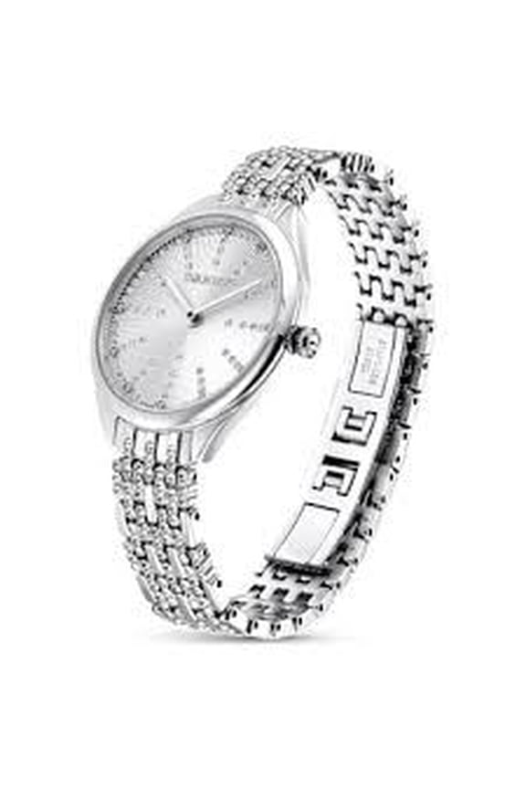 Crystal Attract Watch Swiss Made, Pav, Metal bracelet, Silver tone, Stainless steel