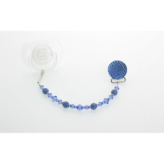 Swarovski Crystal Beads and Sterling Silver Daisy Spacers Pacifier Clip