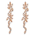 thumbnail image 1 of Swarovski Crystal Element Gold Tone Topaz Colored Floral Leaf Vine Long Dangle Drop Earrings, 1 of 5