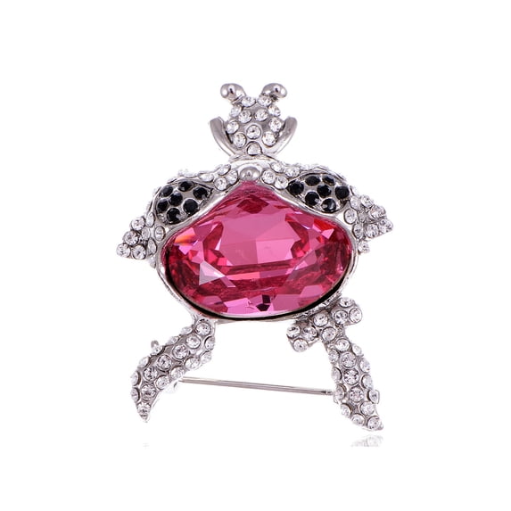Swarovski Crystal Elements Fuchsia Brainy Bunny Black Silver Rhinestones Brooch
