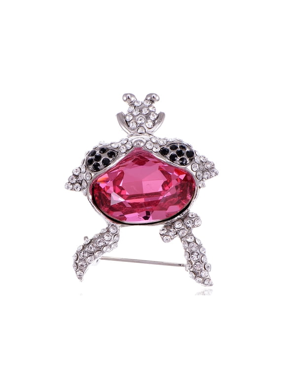 Swarovski Crystal Elements Fuchsia Brainy Bunny Black Silver Rhinestones Brooch