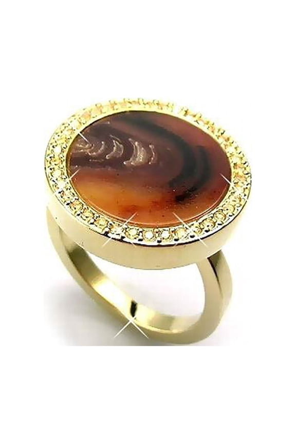 Crystal MAESTRO Ring Tiger Brown Stone, Gold (Small/52/6) -1073800