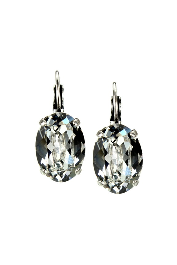 Swarovski Crystal Oval 14mm by 10mm Nickel Free Leverback Earrings