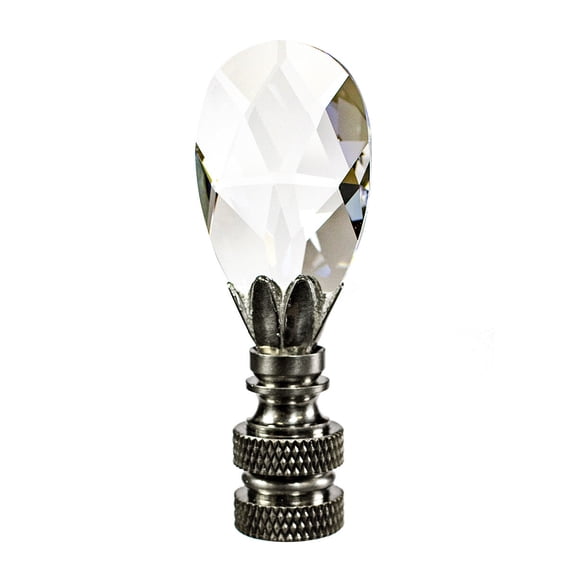 Swarovski Crystal Small Teardrop Nickel Base Lamp Finial 2.25"h