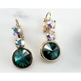 thumbnail image 1 of Swarovski Crystalled Element Leverback Earrings Emerald 12MM Stacked with Crystal AB Nickel&nbsp;Free, 1 of 2