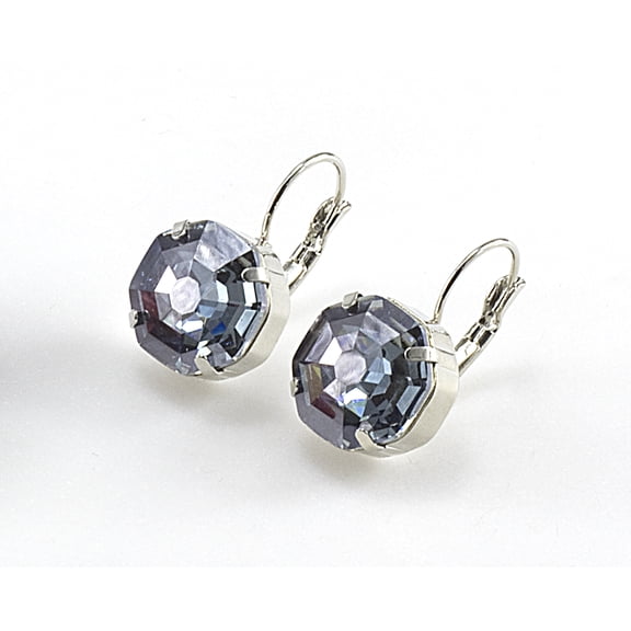 Swarovski Crystalled Element Mystique 14MM Solaris Leverback Earrings Shown in Rhodium