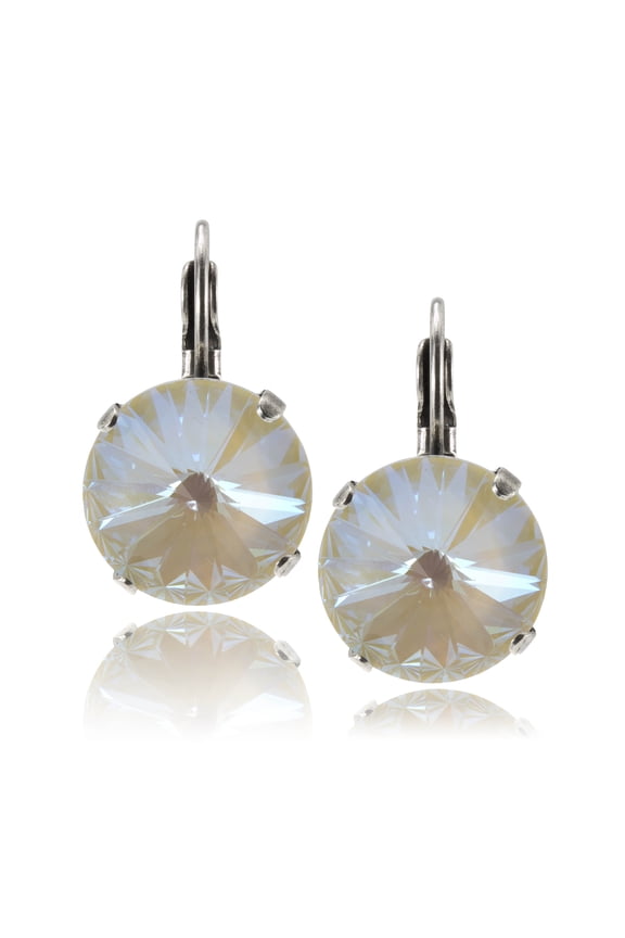 Swarovski Crystallized Element Leverback Earrings 14mm Rivoli Light Grey Delight