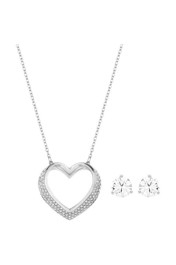 Cupidon 5136278 Rhodium Plated & Crystal Necklace & Earrings Set $169