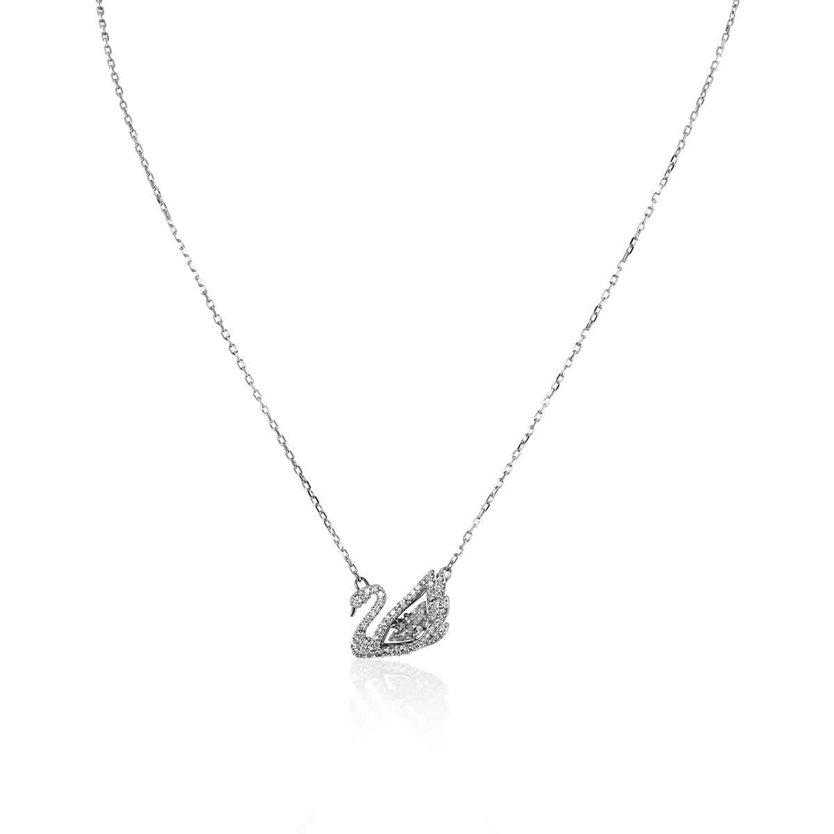【Swarovski】 Dancing Swan Necklace White Rhodium Plated Swarovski Dancing Swan Necklace, White, Rhodium Plated