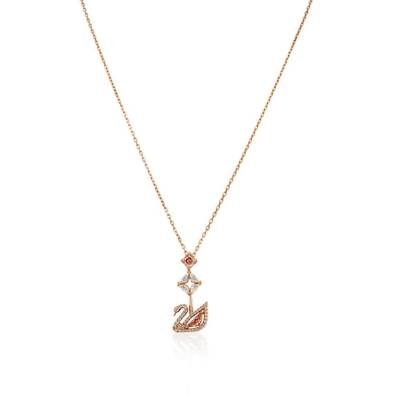 Swarovski Dazzling Swan Y Necklace, Pink, Rose-gold Tone Plated