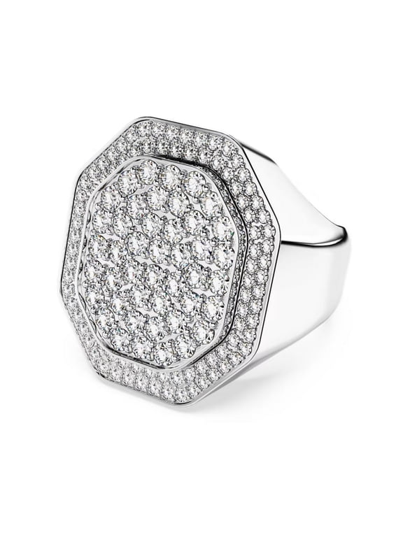 Dextera Cocktail Ring Octagon Shape White Rhodium Plated