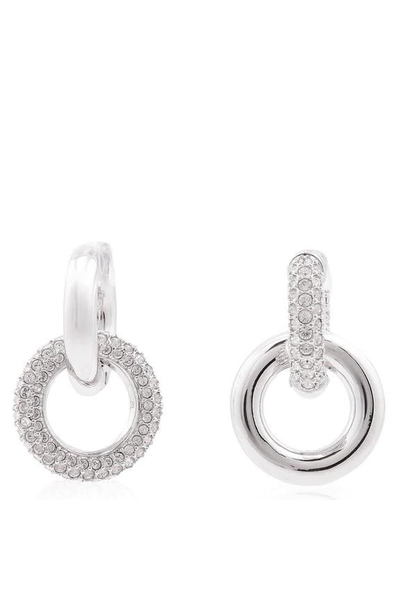 Dextera Pierced Earrings Interlinked Rhodium Shiny Clear