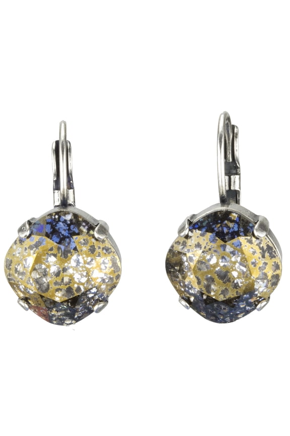 Swarovski Element Gold Patina Crystal 12mm Cushion Cut Leverback Earrings Bridal, Bridesmaid Nickel Free
