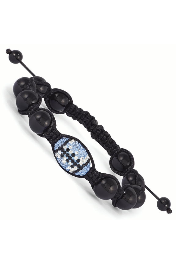 Swarovski Elements Chapel Hill Spirit Football & Onyx Macrame Bracelet