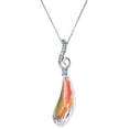 thumbnail image 1 of Swarovski Elements Crystal Artistic Teardrop Clear AB Pendant Rhodium-plated Silver Adjustable Chain Necklace 16" + 2" Extender, 1 of 3