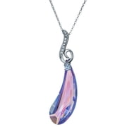 Swarovski Elements Crystal Artistic Teardrop Violet AB Pendant Rhodium-plated Silver Adjustable Chain Necklace 16 + 2 Extender