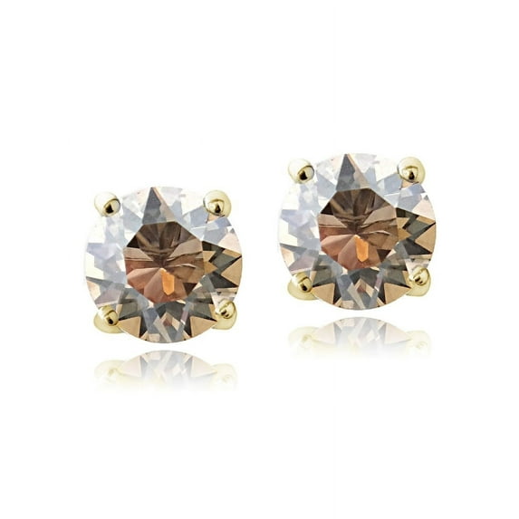 Swarovski Elements Golden Shadow November Birthstone Stud Earrings in Gold Tone
