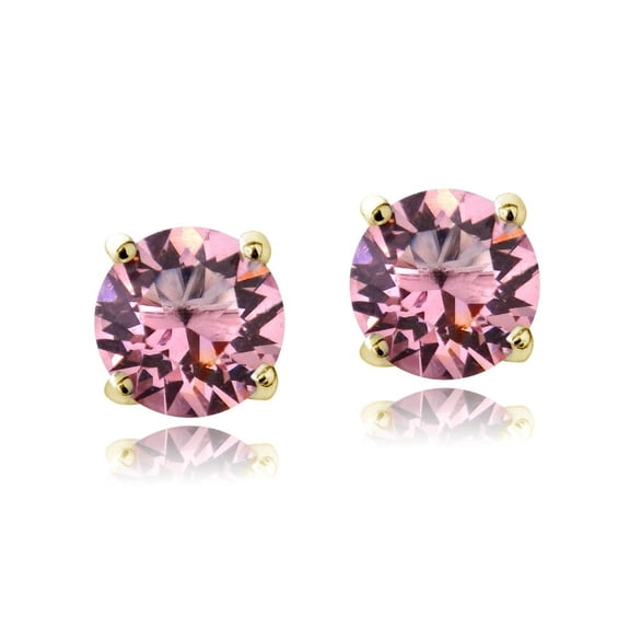 Swarovski Elements Opal Rose October Birthstone Stud Earrings in Gold Tone