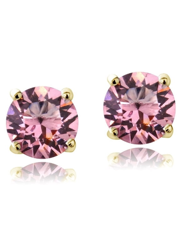 Swarovski Elements Opal Rose October Birthstone Stud Earrings in Gold Tone