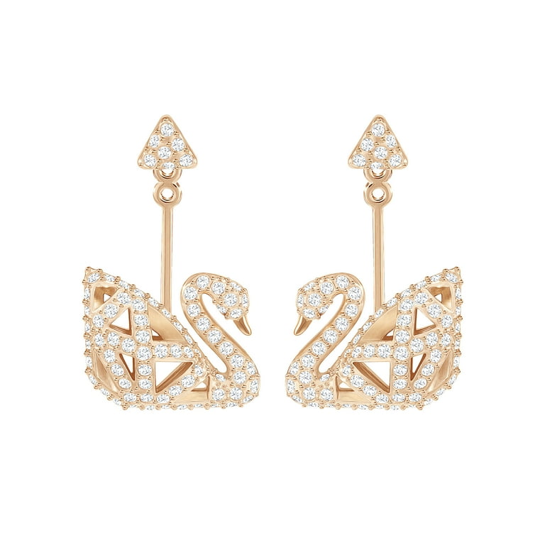 Swarovski Facet Swan 5358058 Rose Gold-tone Plated Pierced Crystal