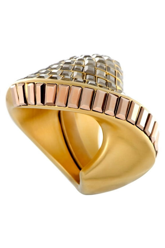 Film Yellow Gold Plated Metallic Crystals Womens Ring Size 6-7 / 52-55 - 5237788