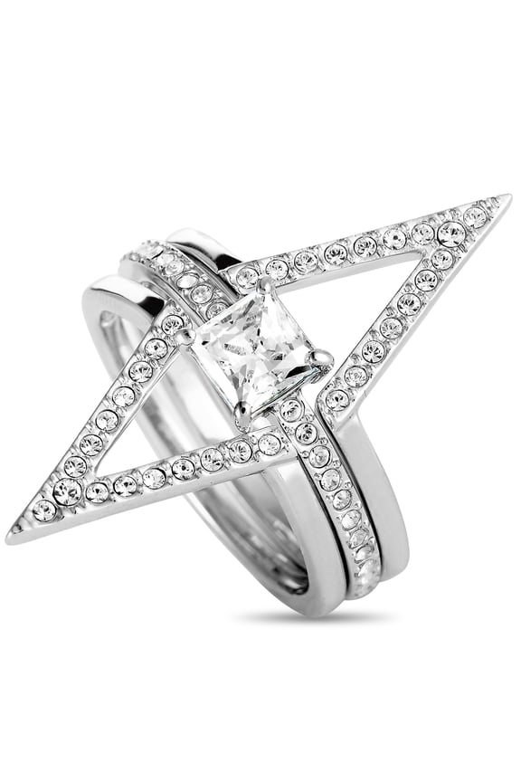 Funk Rhodium- Plated Crystal Three Ring Set