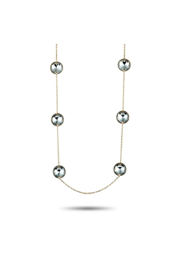 Globe Strandage Rhodium-Plated Crystal Long Necklace