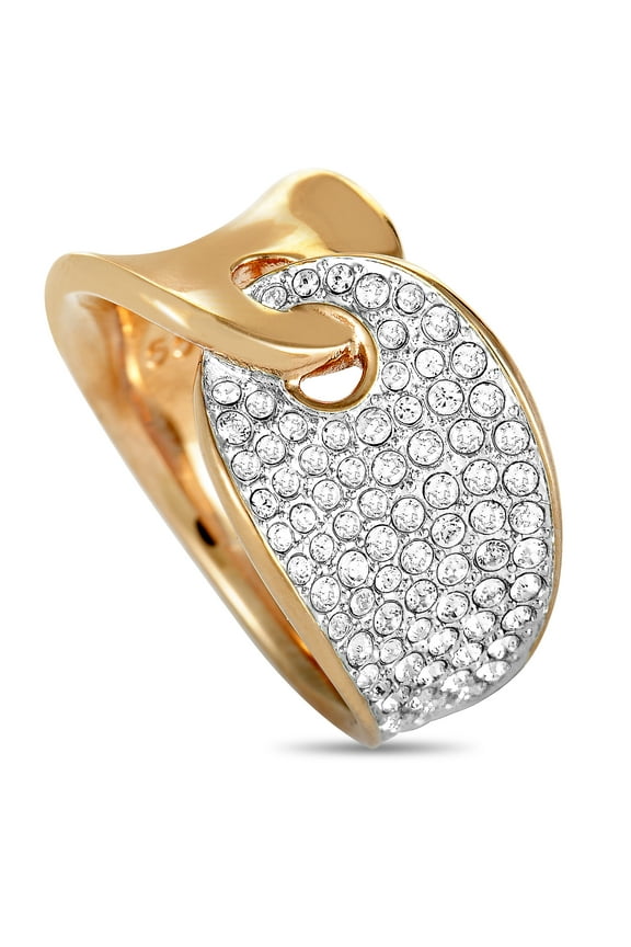 Guardian Stainless Steel Rose Gold-Plated and Crystal Interlocking Band Ring